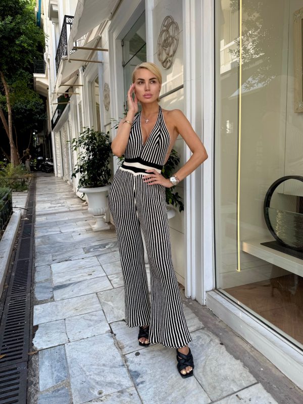 Knitted Stripe Jumpsuit - Image 4
