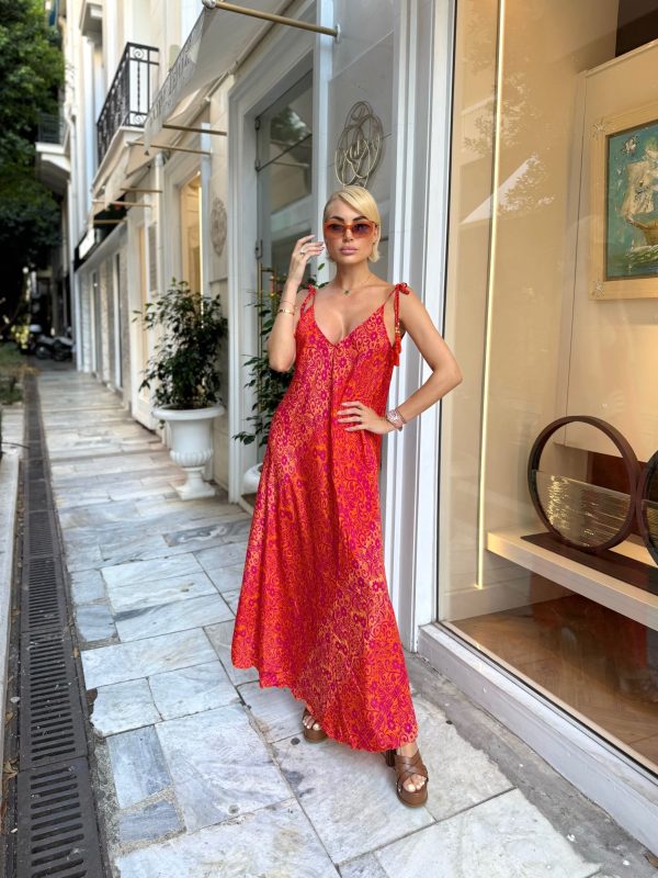 Boho Coral Maxi Dress