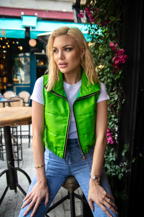 Green Synthetic Leather Vest