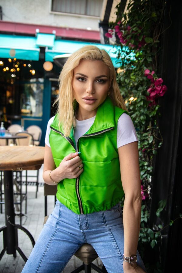 Green Synthetic Leather Vest