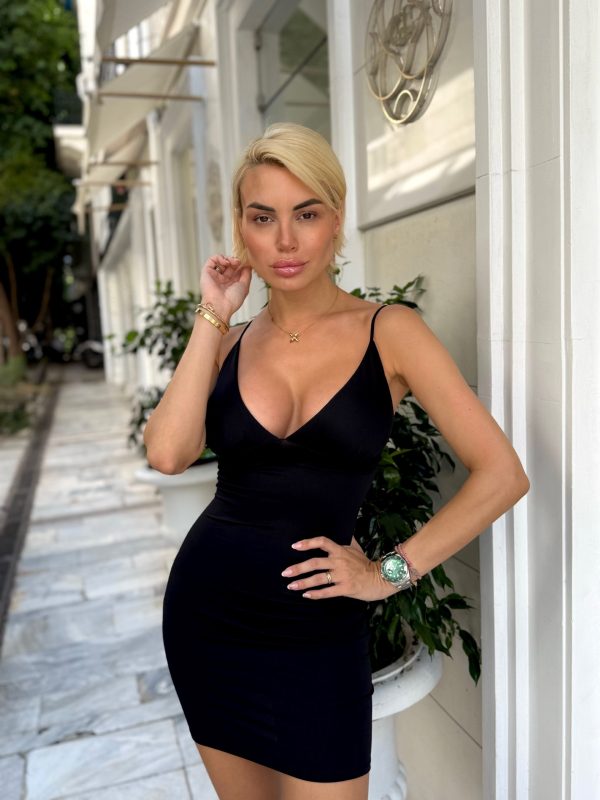 Black Basic Mini Dress - Image 3