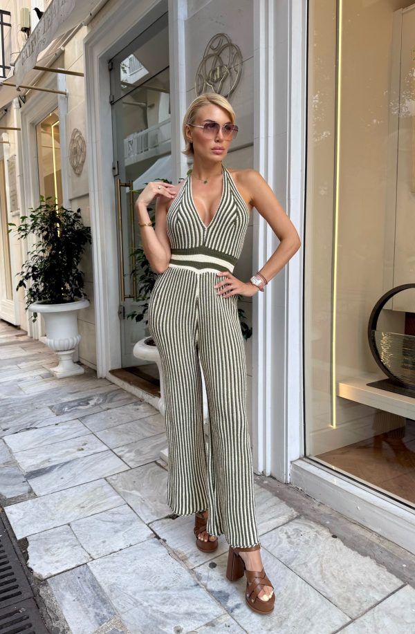 Knitted Stripe Jumpsuit