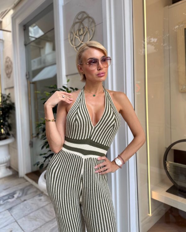 Knitted Stripe Jumpsuit - Image 3